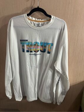 Hook & Tackle Rainbow Trout Long Sleeve Shirt - White Size 2X